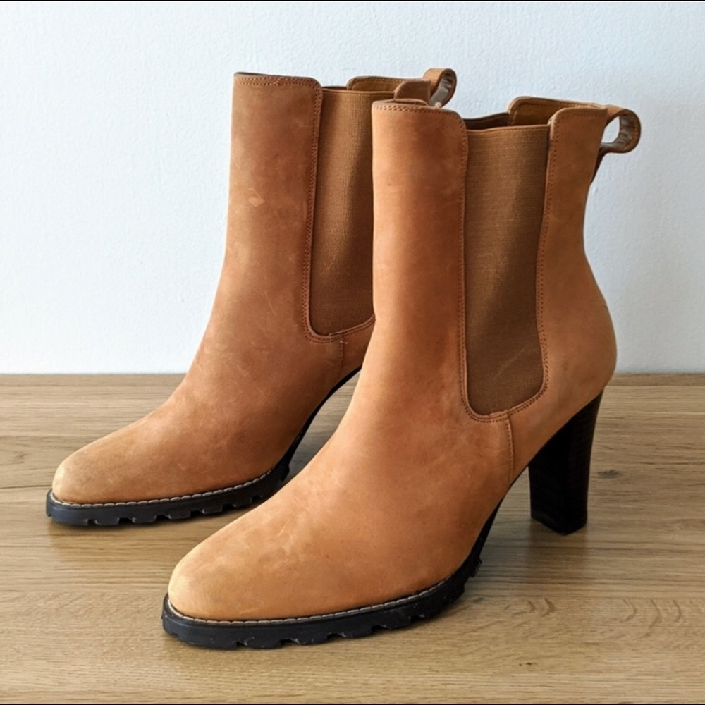 Colin Stuart Tan Leather Heeled Ankle Boots